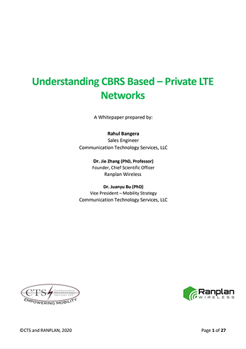 Understanding CBRS Based - Private LTE Networks